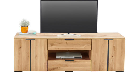 TV-ELEMENT Holz Schwarz, Eichefarben  - Eichefarben/Schwarz, Natur, Holz/Holzwerkstoff (180/54/43cm) - Linea Natura