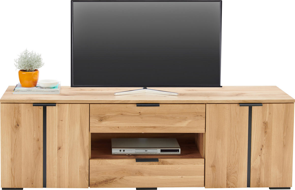 TV-ELEMENT - Eichefarben/Schwarz, Natur, Holz/Holzwerkstoff (180/54/43cm) - Linea Natura