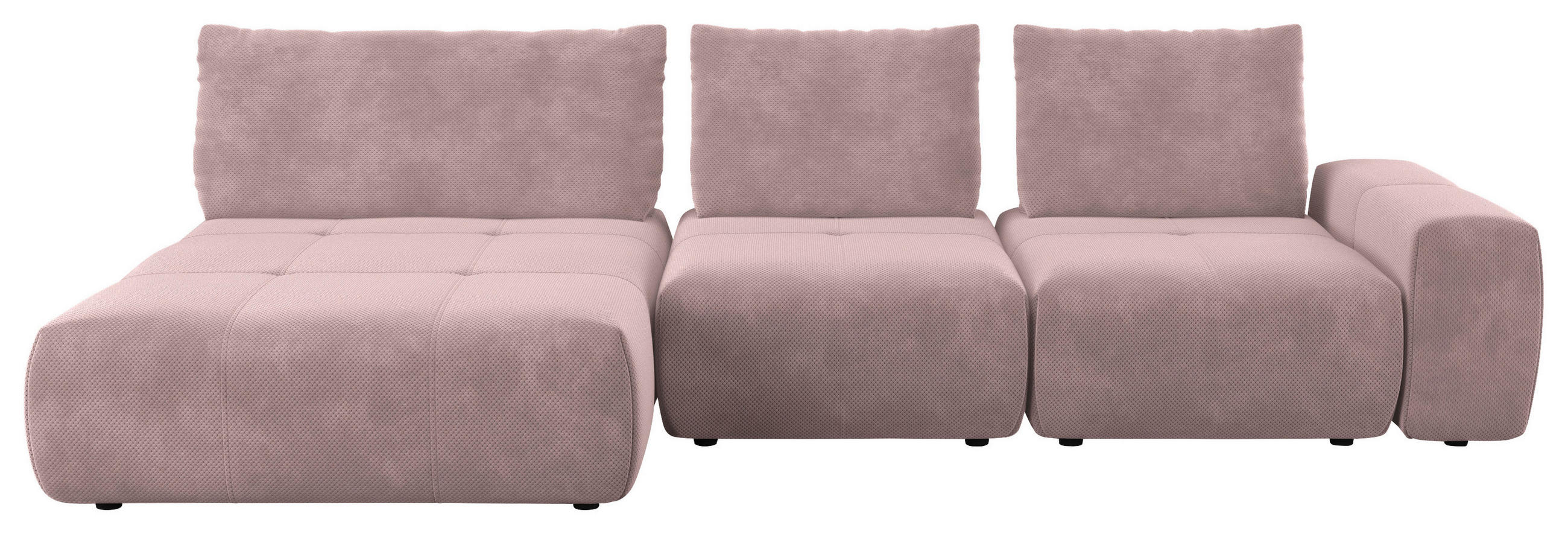ECKSOFA in Velours Altrosa  - Schwarz/Altrosa, Design, Kunststoff/Textil (174/347cm) - Xora