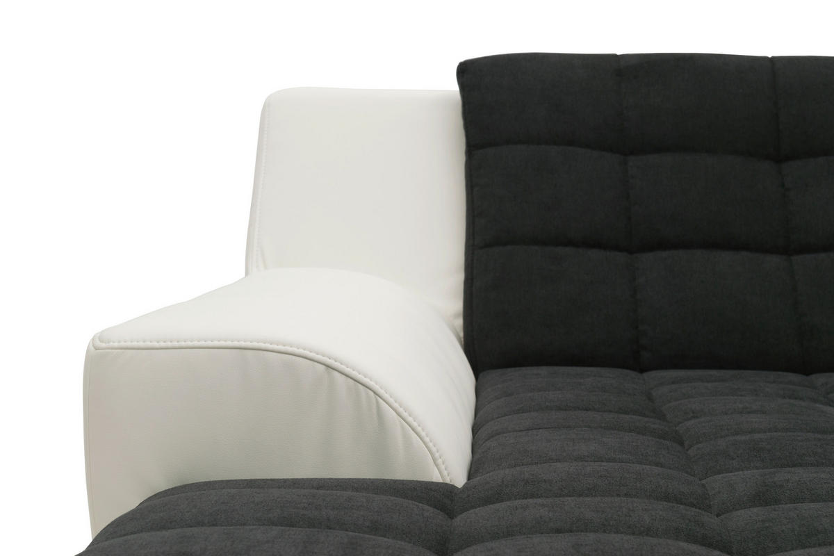 ECKSCHLAFSOFA MORTON Schwarz Mikrofaser  - Chromfarben/Schwarz, MODERN, Textil/Metall (304/200/84cm) - MID.YOU