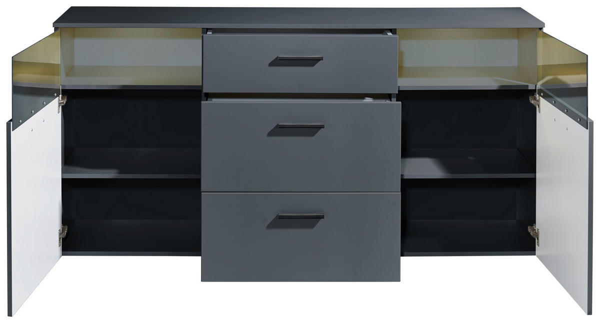 SIDEBOARD 180/86/38 cm  in Anthrazit  - Anthrazit/Schwarz, Design, Glas/Holzwerkstoff (180/86/38cm) - MID.YOU