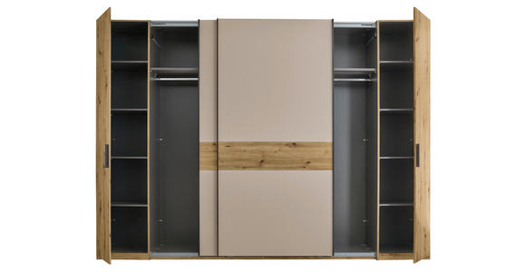 KOMBISCHRANK 312/225/61 cm 4-türig  - Kaschmir/Schwarz, Design, Holzwerkstoff/Metall (312/225/61cm) - Xora