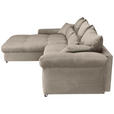 ECKSOFA Taupe Cord  - Taupe/Chromfarben, KONVENTIONELL, Textil/Metall (225/335cm) - Carryhome