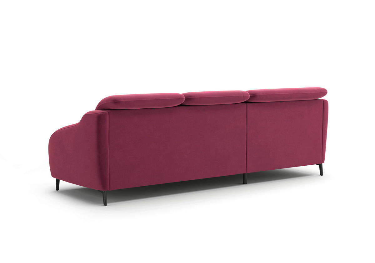 ECKSOFA BLUES V Aubergine Samt  - Aubergine/Schwarz, MODERN, Textil/Metall (191/271cm) - Sit & More