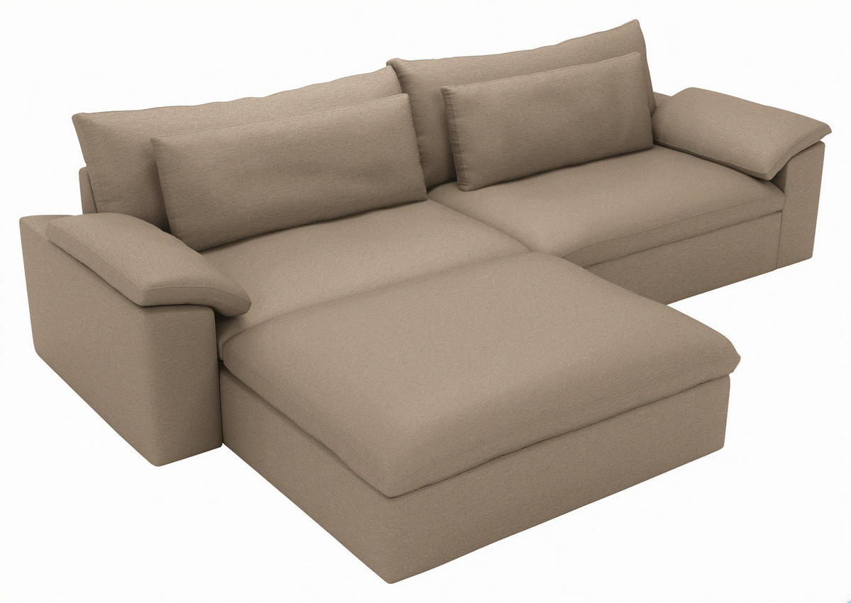 ECKSOFA Flachgewebe Beige  - Beige/Schwarz, Modern, Kunststoff/Textil (198/306cm) - Carryhome