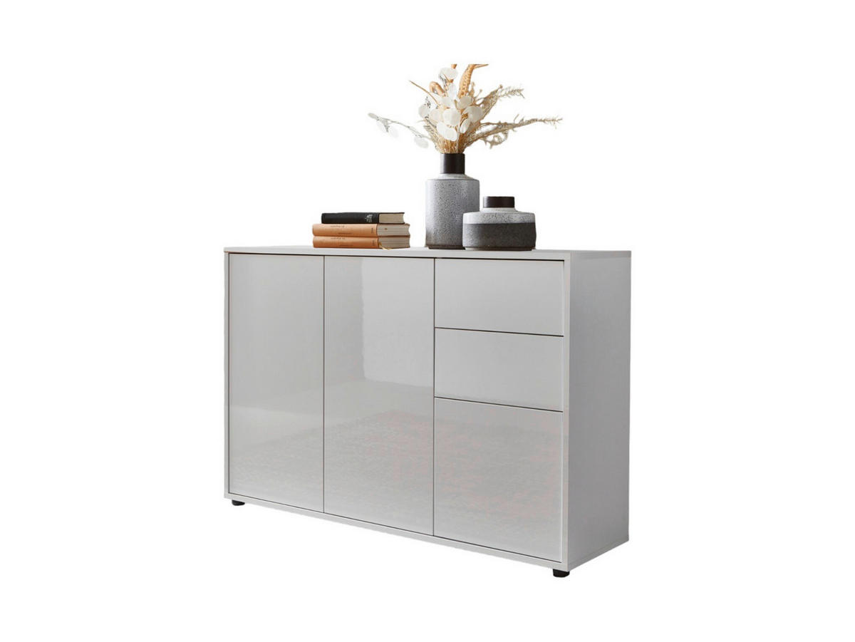 KOMMODE Mailand Typ 10  in 105,5/73/33 cm  - Weiß Hochglanz/Schwarz, MODERN, Holzwerkstoff/Kunststoff (105,5/73/33cm) - MID.YOU