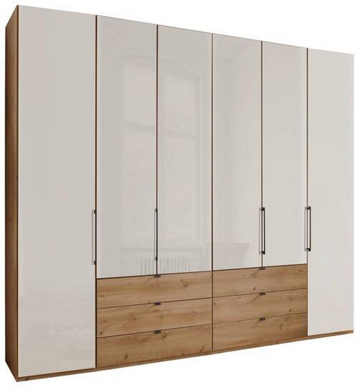 FALTTÜRENSCHRANK  in Champagner, Eiche Bianco  - Schieferfarben/Eiche Bianco, KONVENTIONELL, Glas/Holzwerkstoff (250/236/58cm) - Dieter Knoll