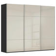 SCHWEBETÜRENSCHRANK  in Schwarz, Champagner  - Champagner/Alufarben, KONVENTIONELL, Glas/Holzwerkstoff (242/223/68cm) - Novel