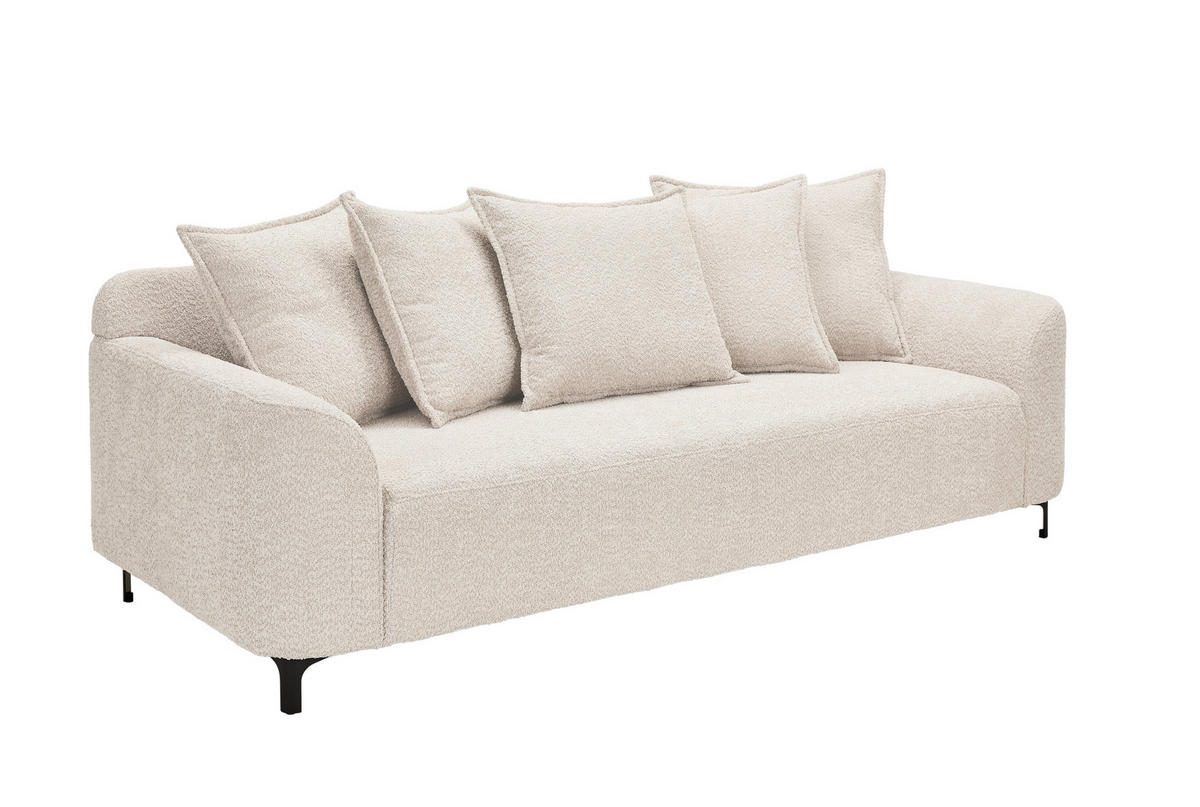 3-SITZER-SOFA  in Chenille Elfenbein  - Elfenbein/Schwarz, KONVENTIONELL, Textil/Metall (228/84/99cm) - Carryhome