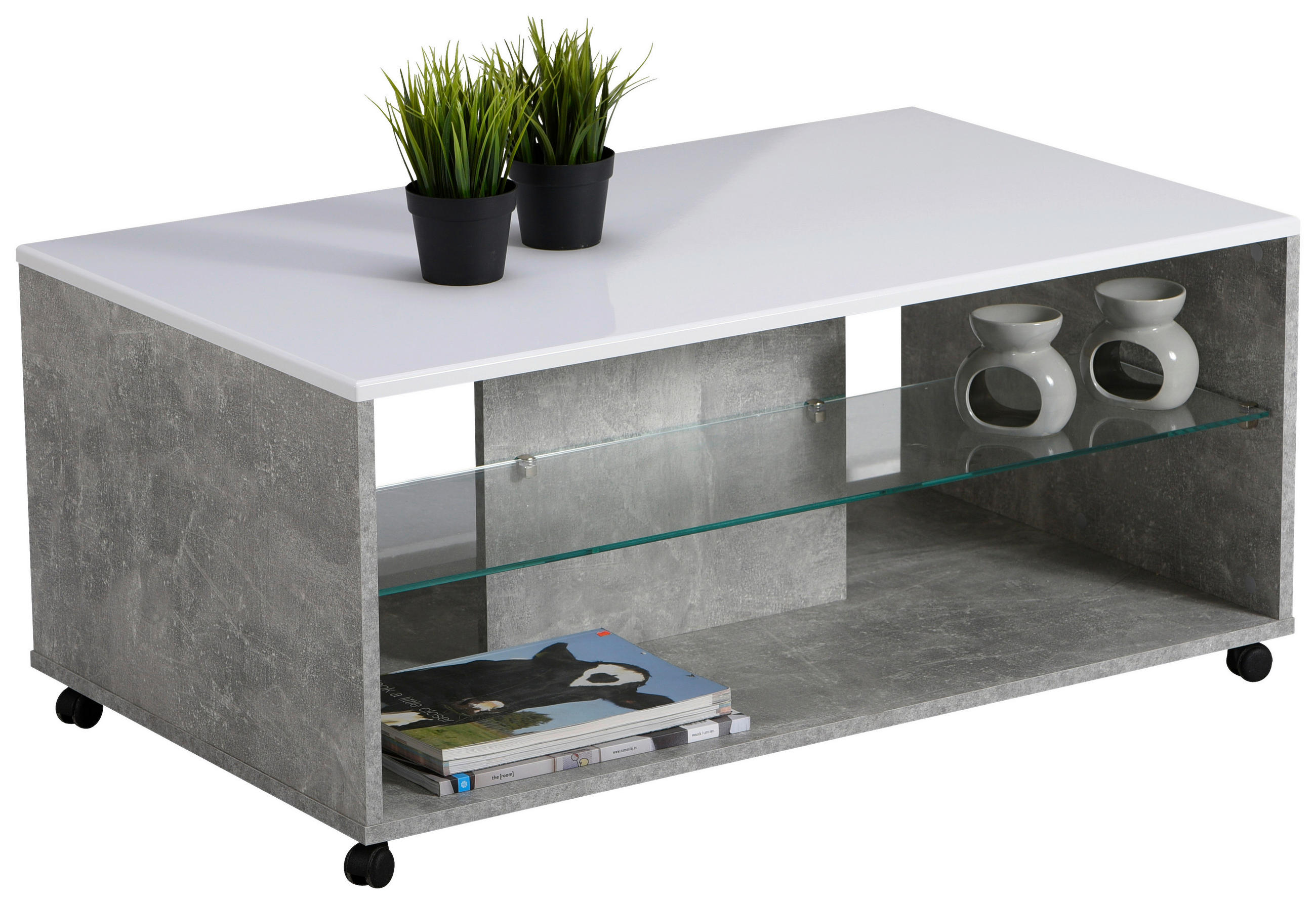 DOHÁNYZÓASZTAL - szürke, Basics, faalapú anyag (101/60/45cm) - Carryhome