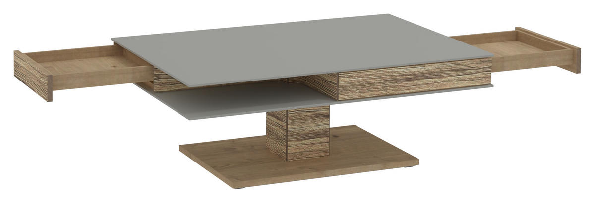 COUCHTISCH in Holz, Glas, Holzwerkstoff 120/75/43 cm  - Eichefarben/Grau, Design, Glas/Holz (120/75/43cm) - Voglauer