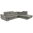 ECKSOFA  in Webstoff Grau  280/235 cm  - Grau, Design, Textil/Metall (280/235cm) - Hom`in
