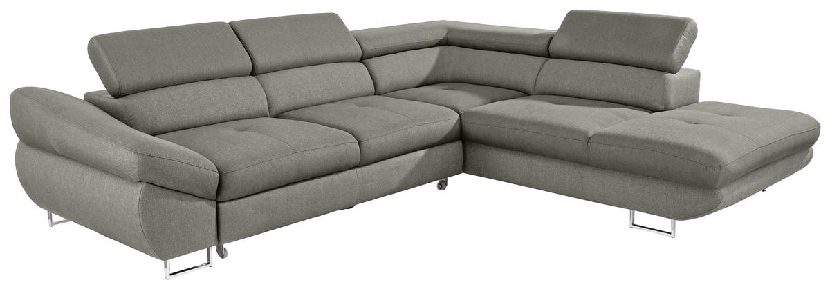 ECKSOFA in Webstoff Grau  - Grau, Design, Textil/Metall (280/235cm) - Hom`in