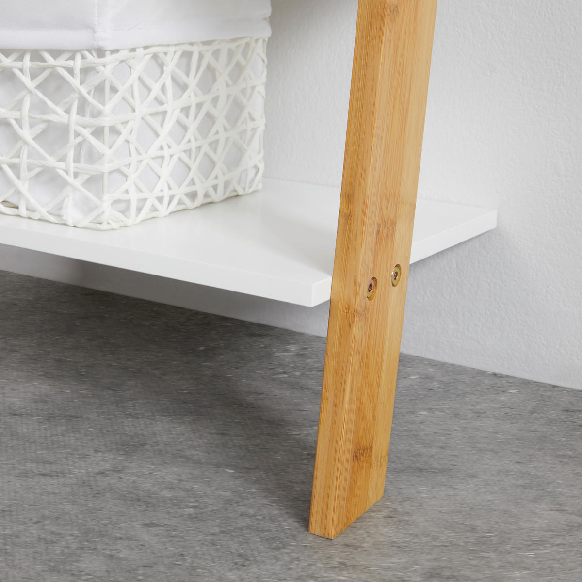 LEITERREGAL Naturfarben, Weiß  - Naturfarben/Weiß, MODERN, Naturmaterialien/Holzwerkstoff (43/175/25cm) - Bessagi Home
