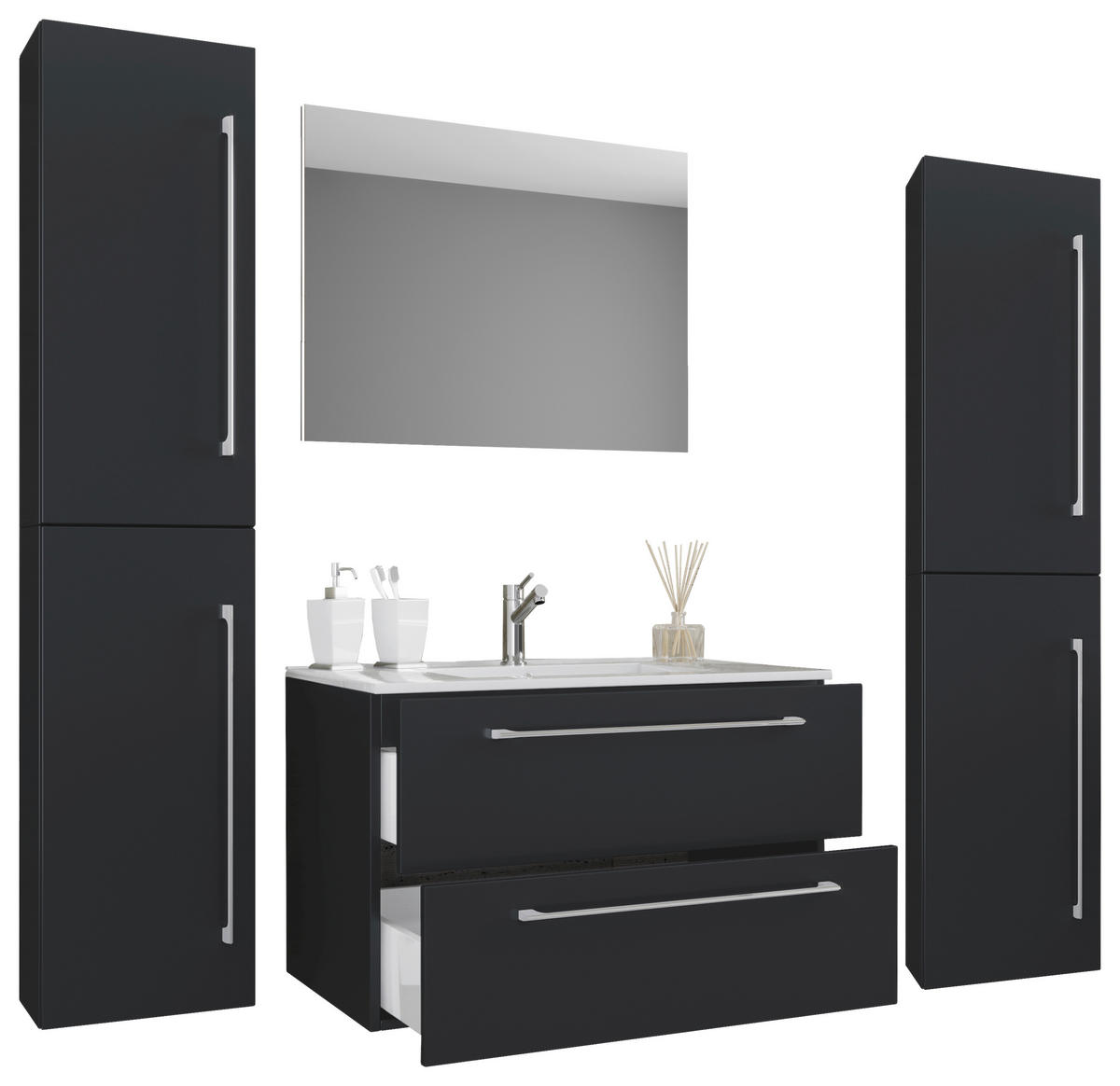 BADEZIMMER  in 127 cm  - Schwarz/Weiß, MODERN, Keramik/Holzwerkstoff (127cm) - MID.YOU