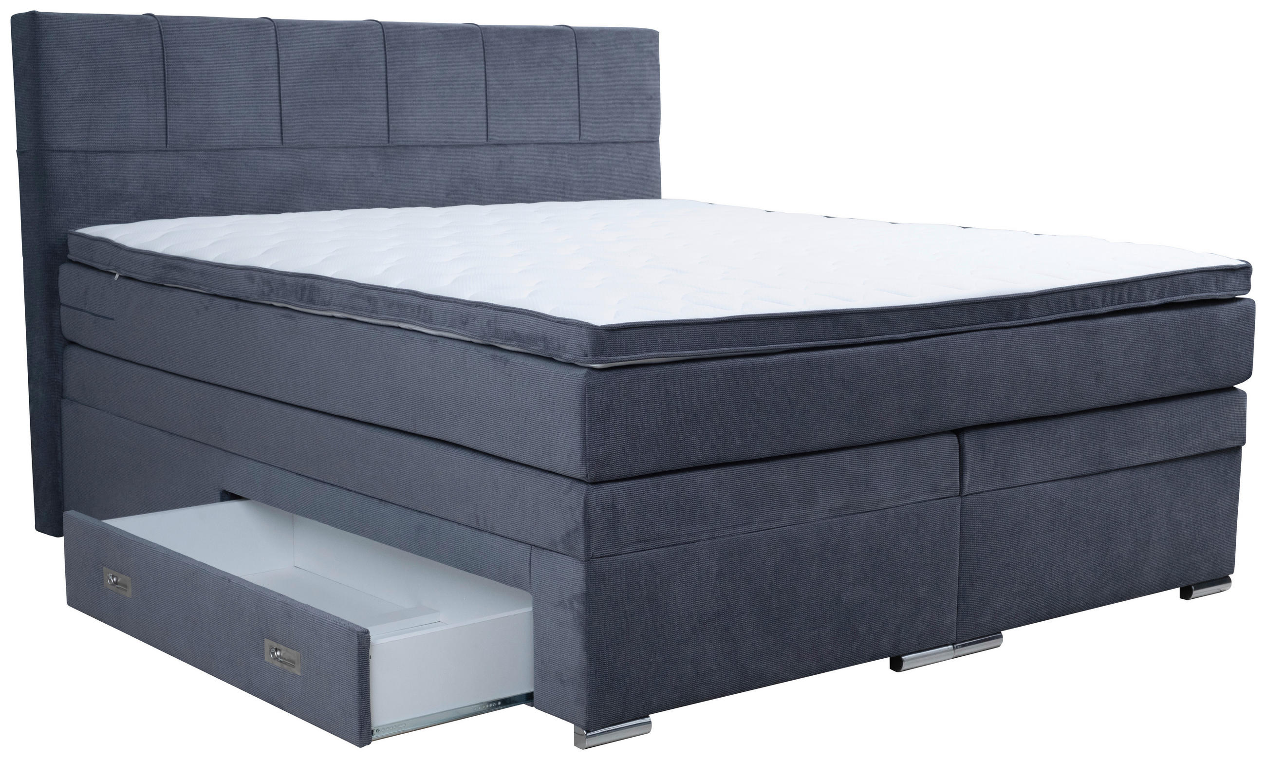 BOXSPRINGBETT 180/200 cm  in Dunkelgrau  - Chromfarben/Dunkelgrau, Design, Holz/Holzwerkstoff (180/200cm) - Boxxx
