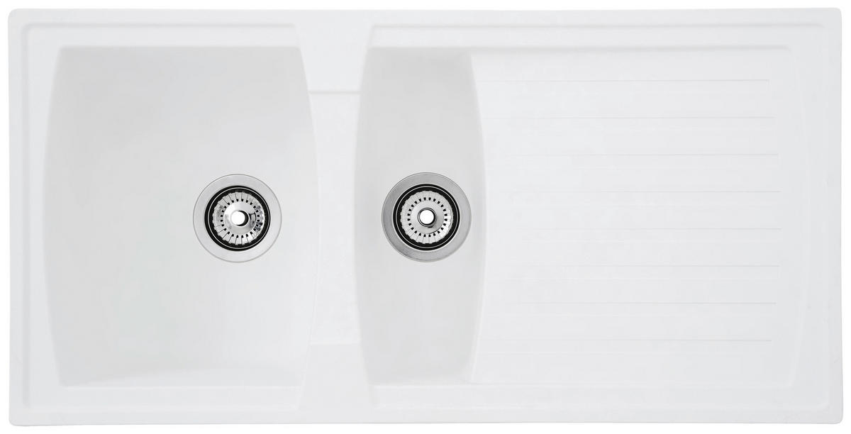 SPÜLE 1712BOSTON100X50W  - Weiß, Trend, Glas/Kunststoff (100/20/50cm) - Respekta