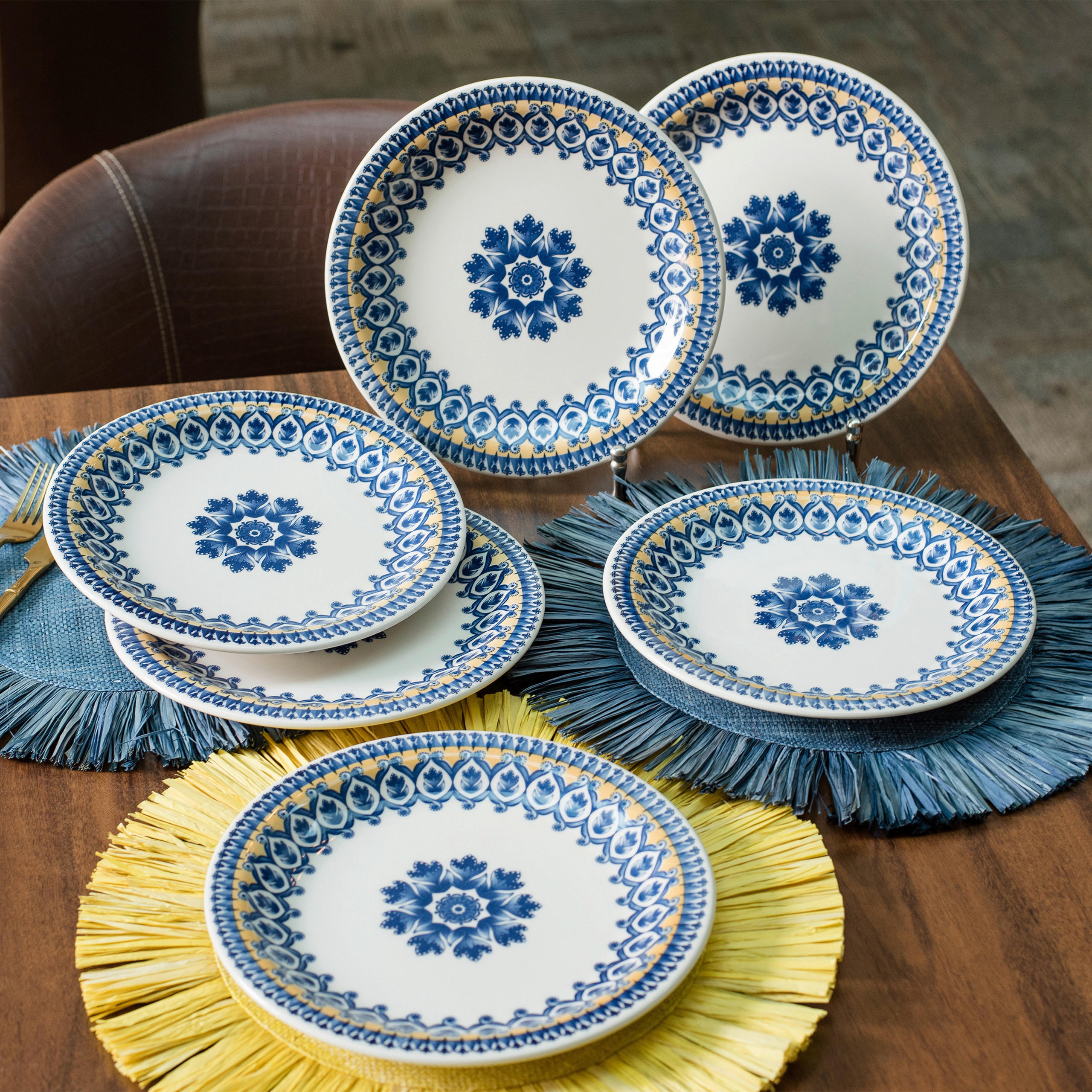KOMBISERVICE CELIA 16-teilig  - Blau/Gelb, LIFESTYLE, Keramik - Novel
