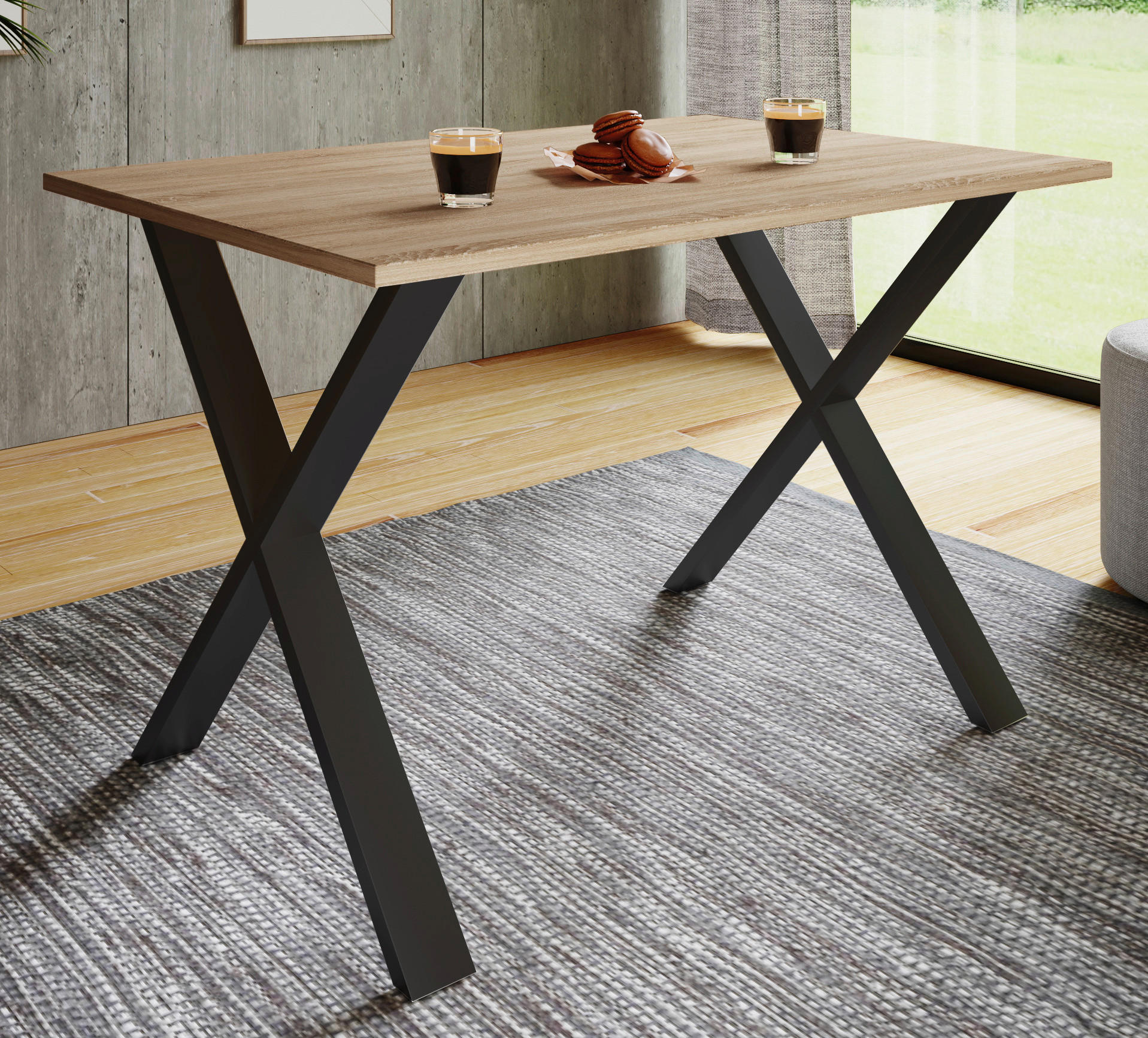 ESSTISCH Schwarz, Sonoma Eiche  - Schwarz/Sonoma Eiche, Basics, Holzwerkstoff (80/80/76cm) - MID.YOU