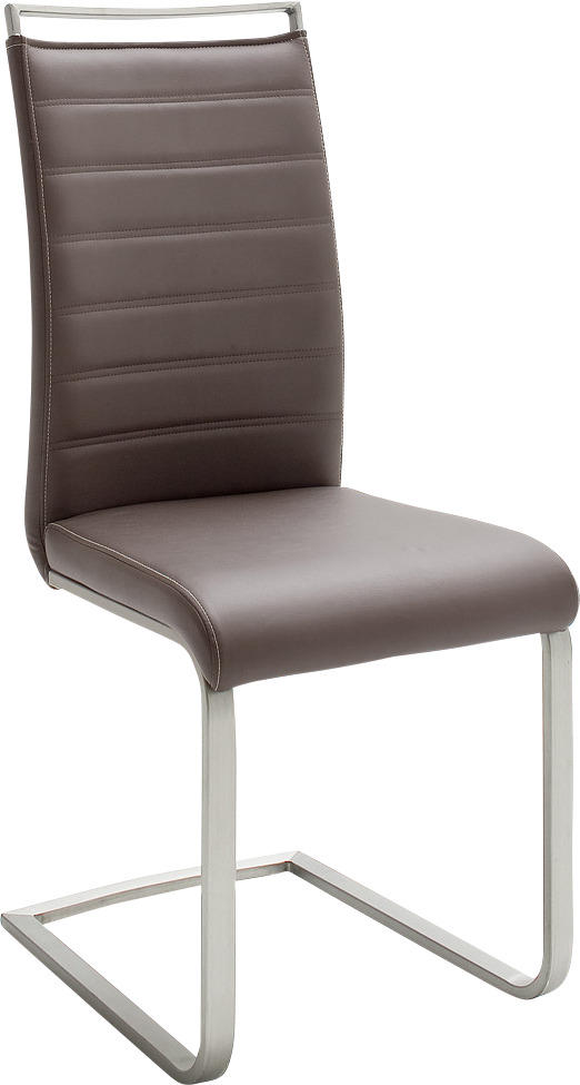 Schwingstuhl in Metall, Textil Braun, Edelstahlfarben