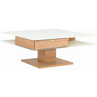 COUCHTISCH in Glas, Holzwerkstoff 90/90/43 cm  - Eichefarben/Weiß, Design, Glas/Holzwerkstoff (90/90/43cm) - Voglauer