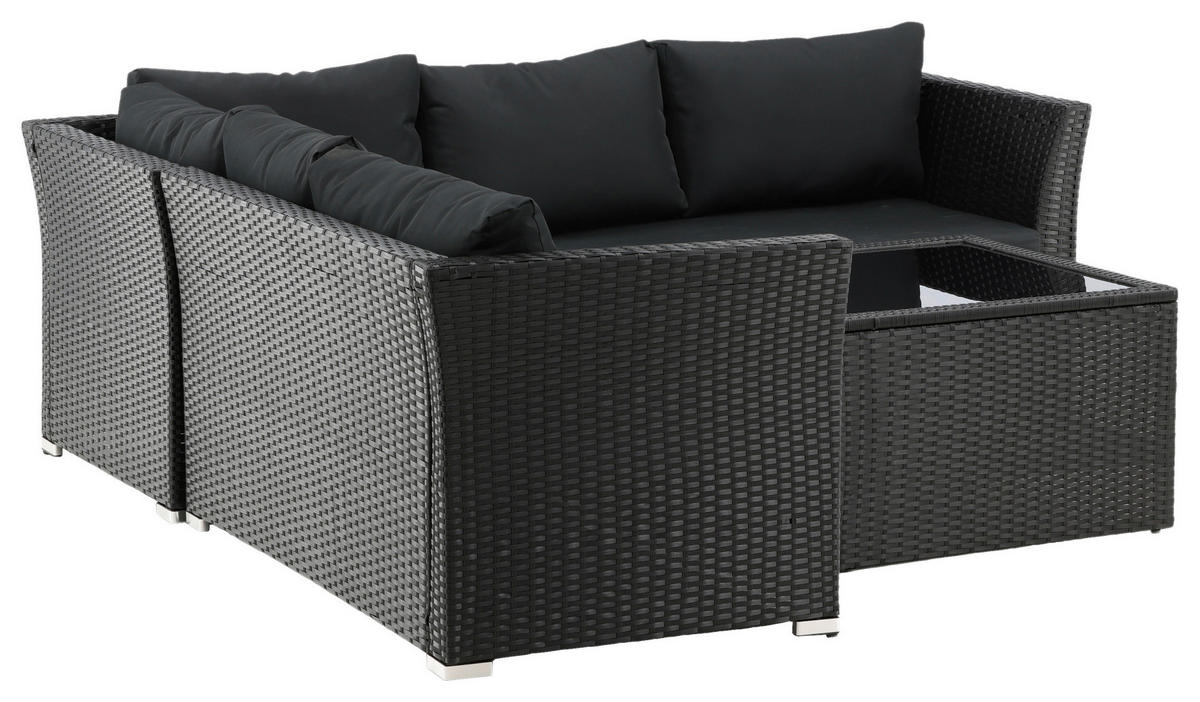 LOUNGEGARNITUR  - Schwarz, KONVENTIONELL, Kunststoff - Gardenson