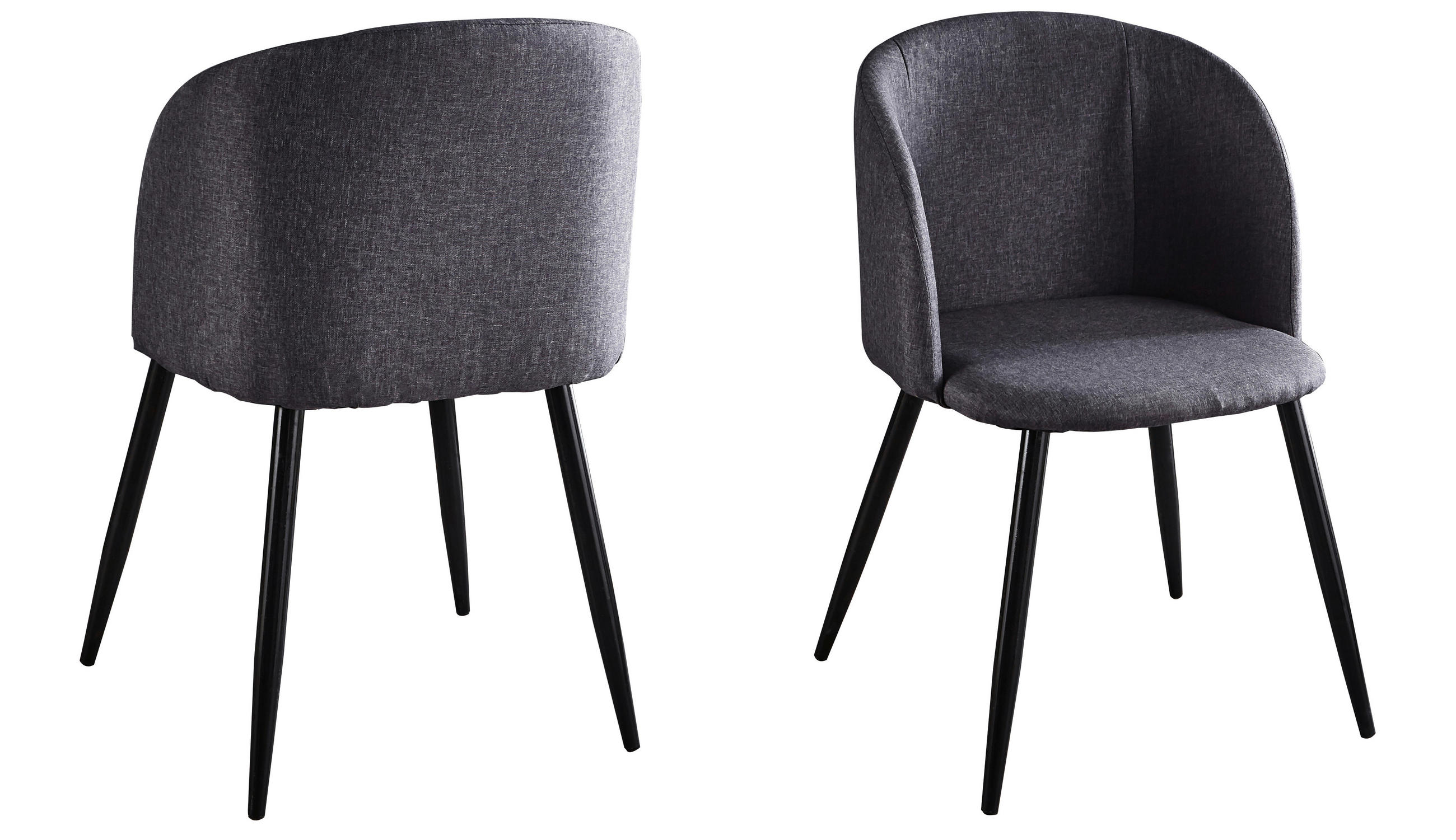 STOL MED ARMSTÖD SET 2 styck vävt tyg  - mörkgrå/svart, Design, metall/textil (63/84/53cm) - Livetastic