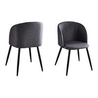 ARMLEHNSTUHL-SET 2 Stück  in Webstoff  - Dunkelgrau/Schwarz, Design, Textil/Metall (63/84/53cm) - Livetastic