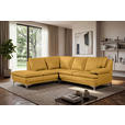 ECKSOFA Senfgelb Echtleder  - Chromfarben/Senfgelb, Design, Leder/Metall (224/252cm) - Novel