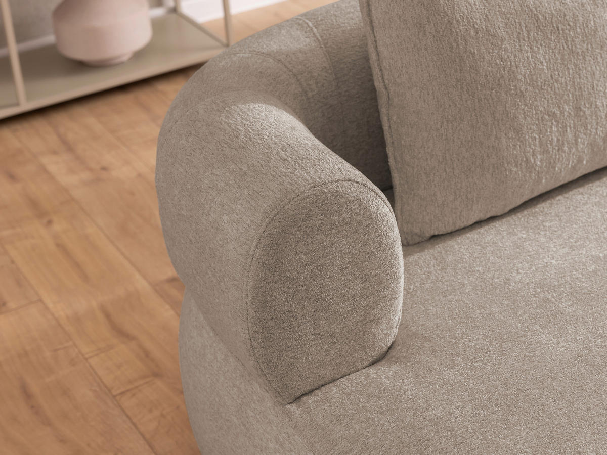 3-SITZER-SOFA Chenille Hellbraun  - Hellbraun/Schwarz, Design, Kunststoff/Textil (200/76/96cm) - Livetastic