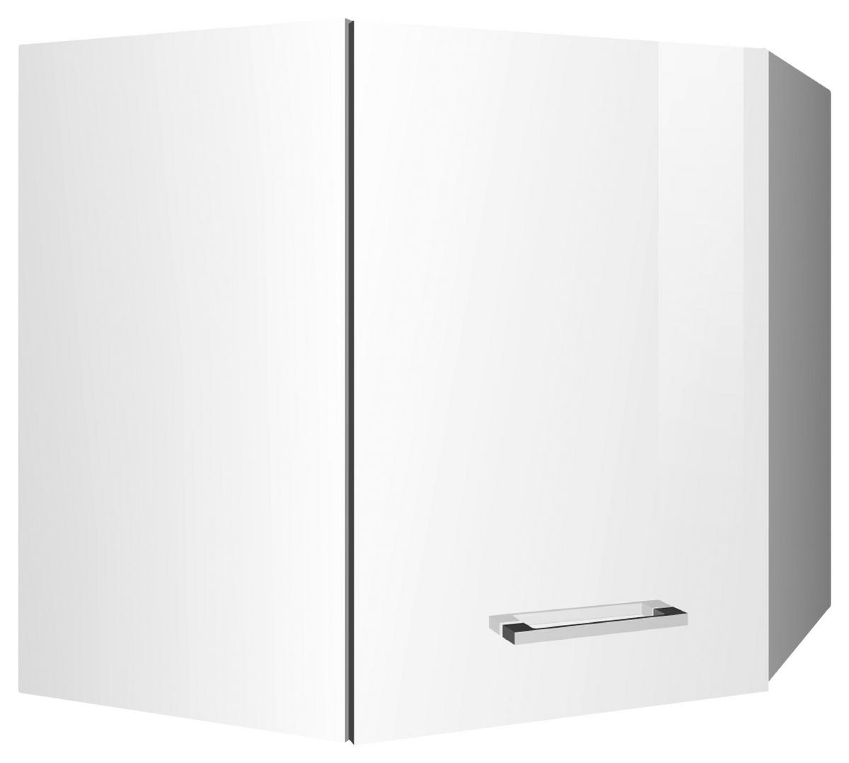 ECKOBERSCHRANK 60/57/60 cm  - Weiß Hochglanz/Silberfarben, MODERN, Holzwerkstoff/Metall (60/57/60cm) - Held