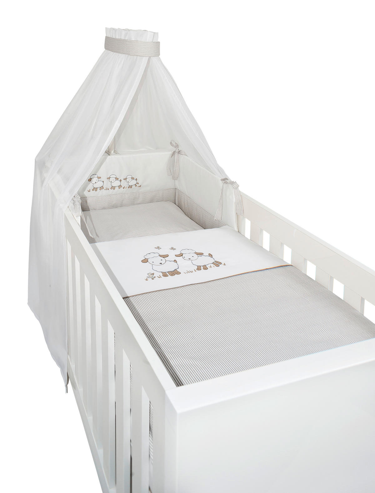 GITTERBETTSET - Taupe/Weiss, Basics, Textil - My Baby Lou