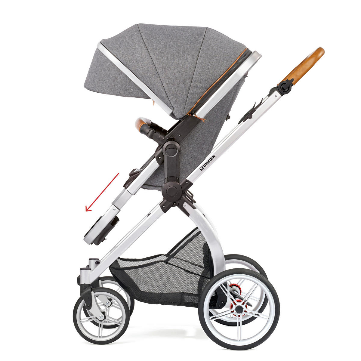 KINDERWAGENSET FX4 Life  - Silberfarben/Braun, Basics, Textil/Metall (57/129/100cm) - Gesslein