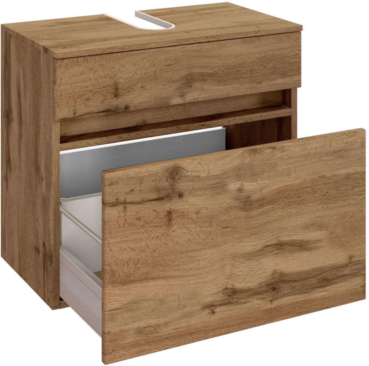 WASCHBECKENUNTERSCHRANK 60/55/35 cm  - Eiche Wotan/Silberfarben, Design, Holzwerkstoff/Kunststoff (60/55/35cm) - Held