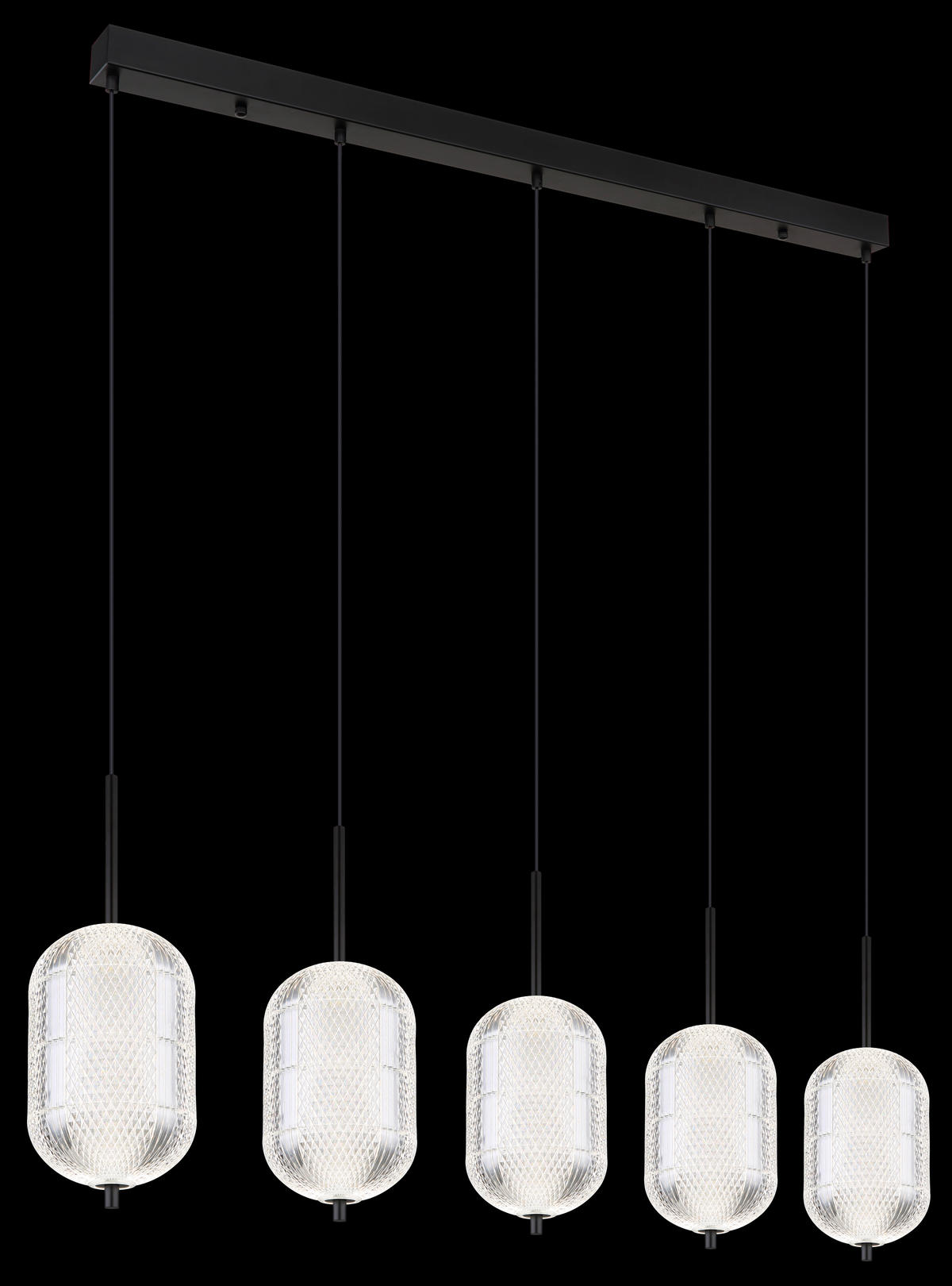 LED-HÄNGELEUCHTE 118/15/120 cm  - Klar/Schwarz, KONVENTIONELL, Kunststoff/Metall (118/15/120cm) - Globo