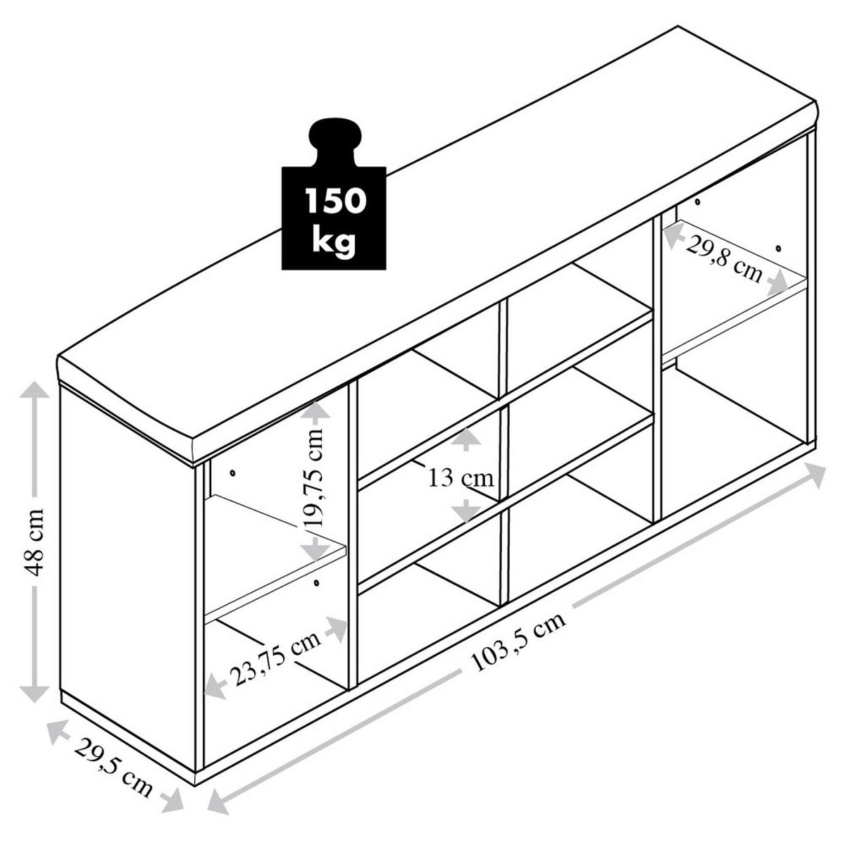 SCHUHSCHRANK Grauweiß  - Grauweiß, MODERN, Holzwerkstoff (103,5/48/29,5cm) - Kesper