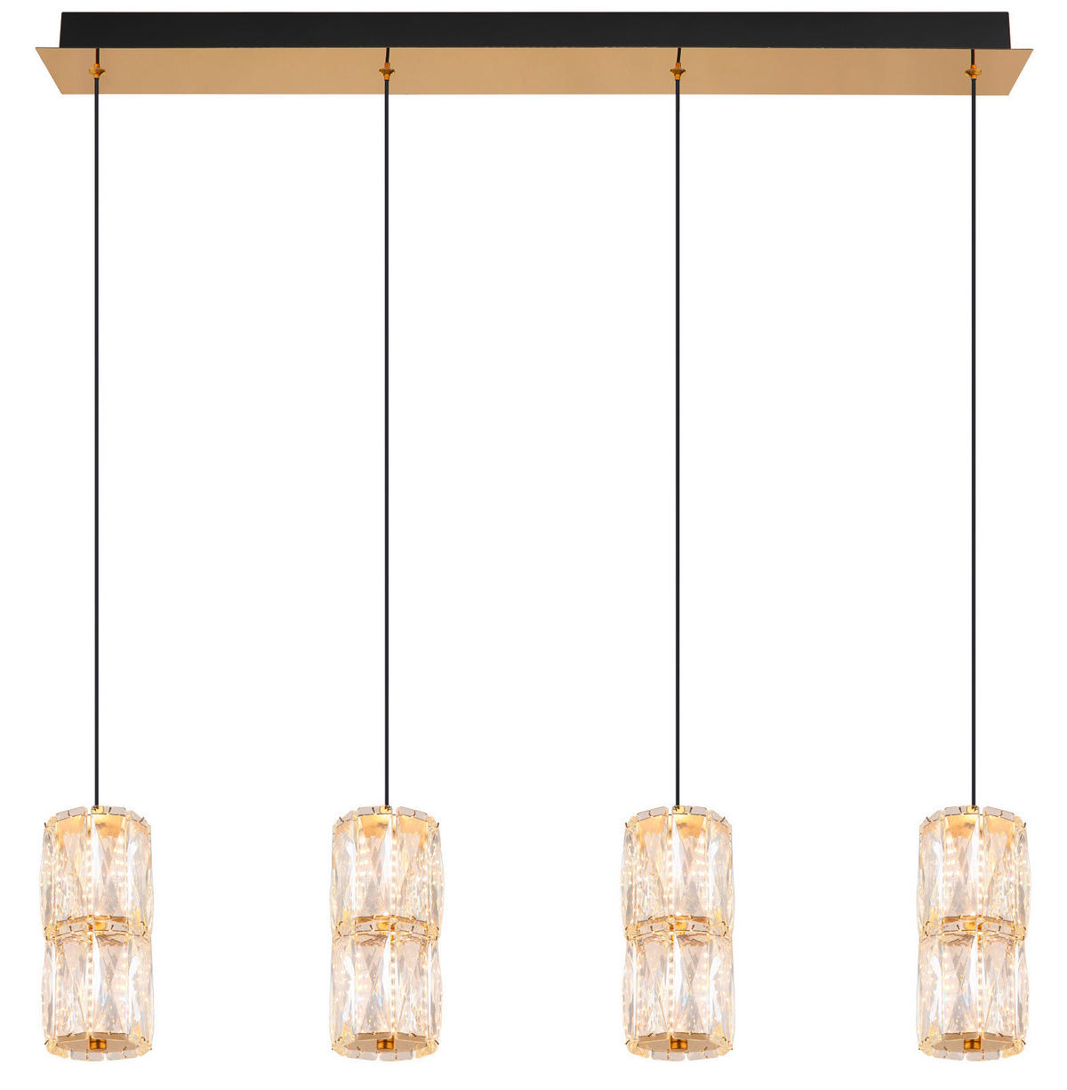 LED-HÄNGELEUCHTE 84.5/9.5/150 cm  - Goldfarben/Schwarz, Design, Glas/Kunststoff (84.5/9.5/150cm) - Globo