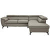 ECKSOFA in Echtleder Schlammfarben  - Schlammfarben/Schwarz, Design, Leder/Metall (256/220cm) - Celina Home