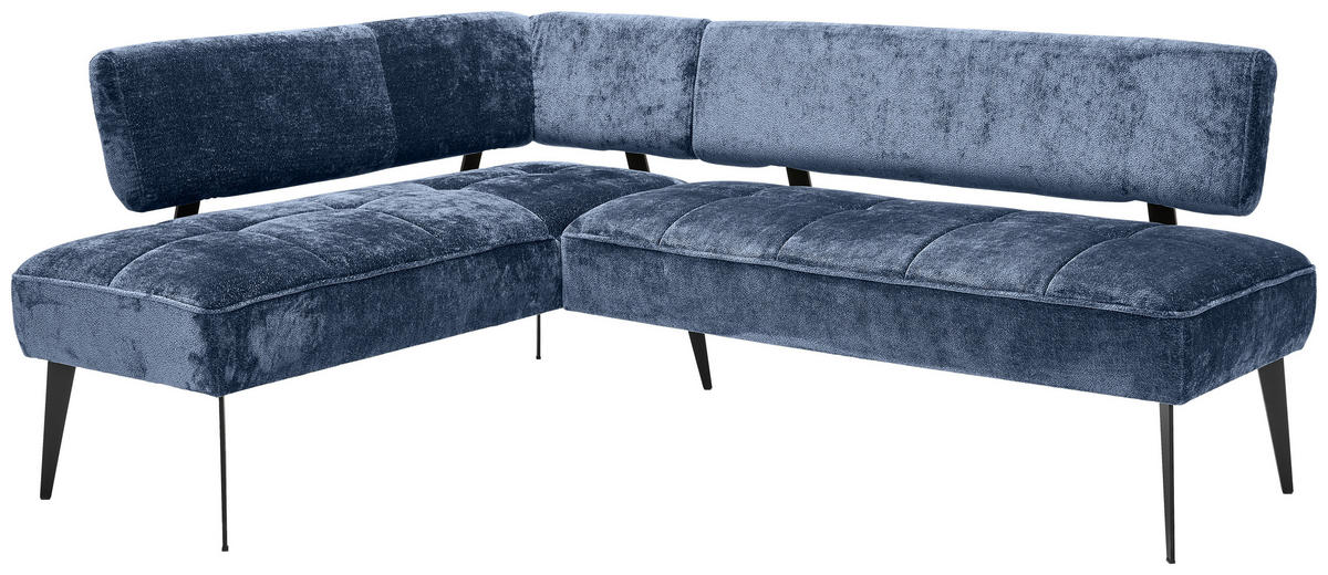 ECKBANK 162/212 cm Webstoff Dunkelblau Metall   - Schwarz/Dunkelblau, MODERN, Textil/Metall (162/212cm) - Welnova
