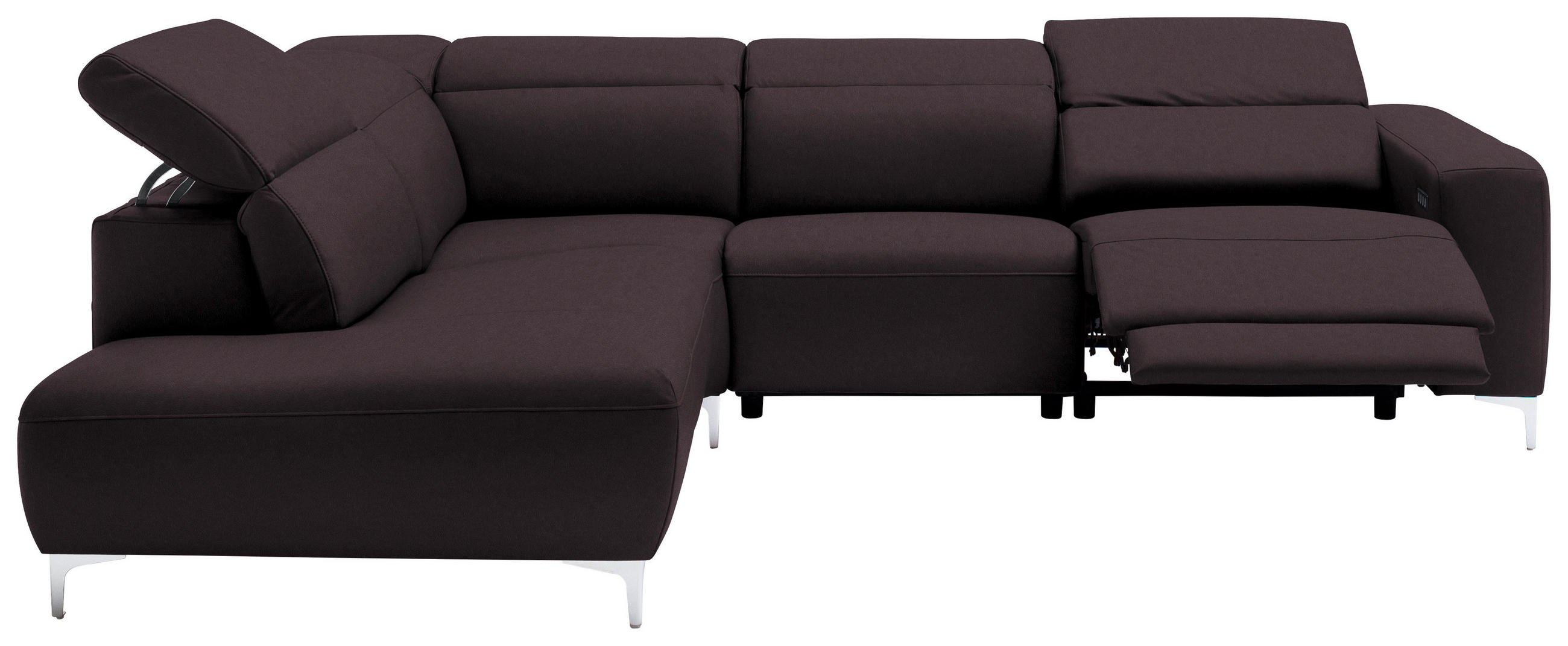 ECKSOFA in Echtleder Braun  - Chromfarben/Braun, Design, Leder/Metall (223/290cm) - Pure Home Lifestyle