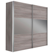 SCHWEBETÜRENSCHRANK in Eichefarben - Eichefarben/Alufarben, Design, Glas/Holzwerkstoff (150 216 68cm) - Hom`in