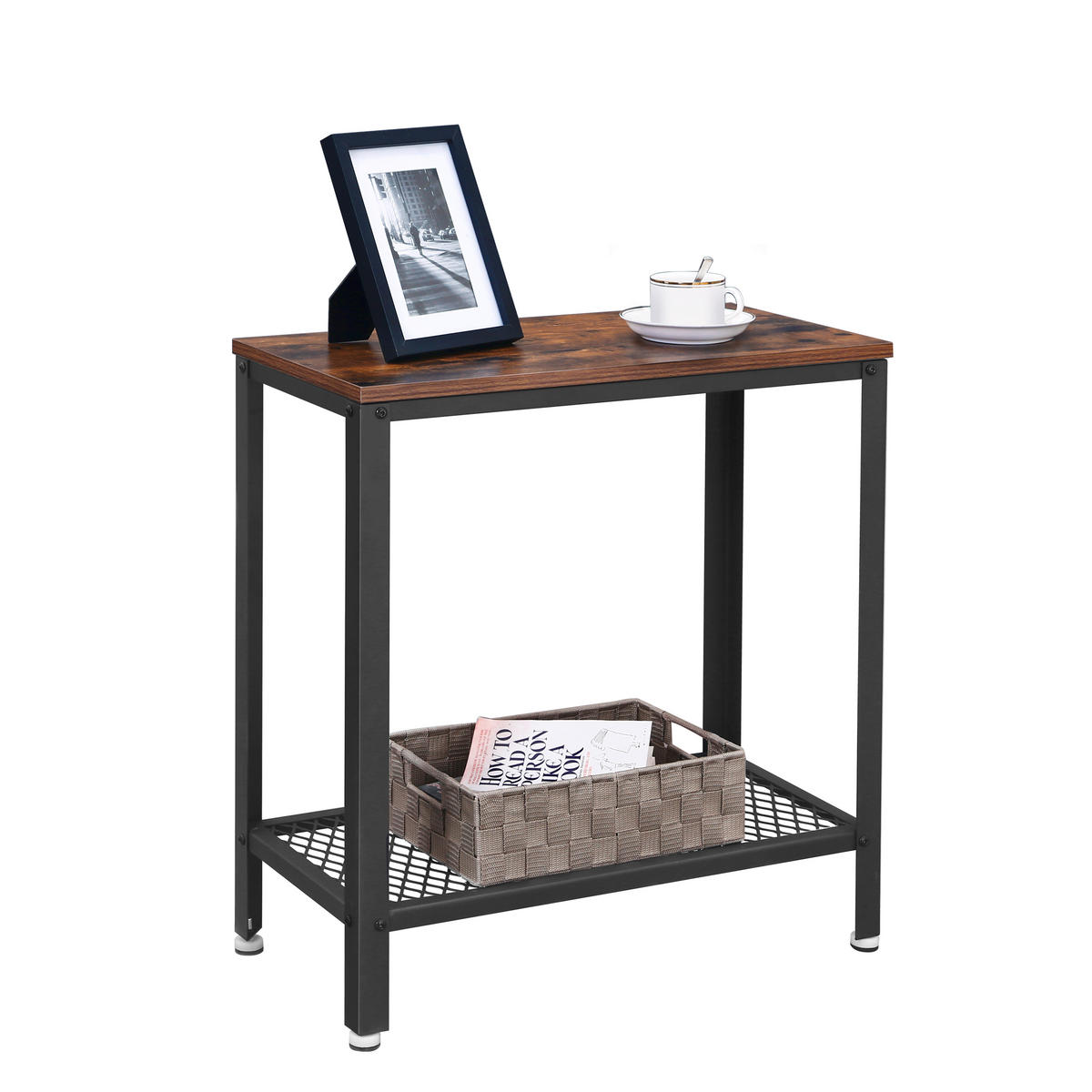 ODKLÁDACÍ STOLEK, hnědá, černá - černá/hnědá, Trend, kov/kompozitní dřevo (60/60/30cm) - Boxxx