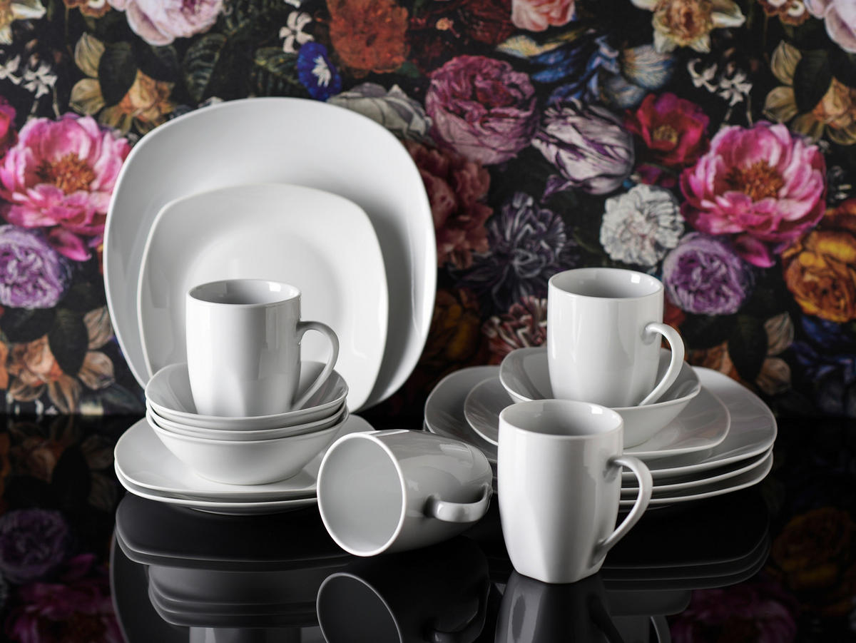 KOMBINOVANÝ SERVIS, 16-dielne, porcelán - biela, Basics, keramika - Creatable