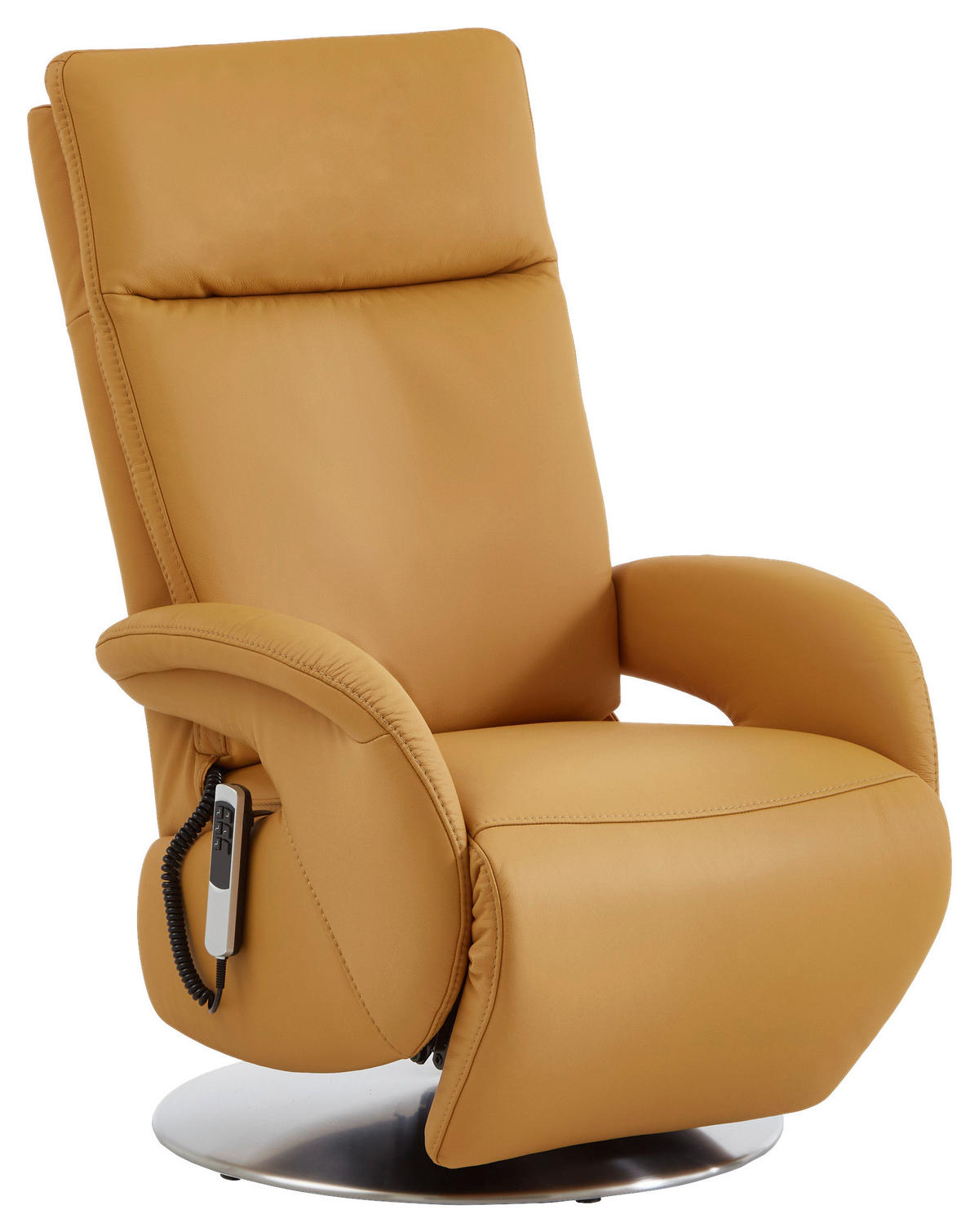 RELAXSESSEL in Leder Currygelb  - Currygelb/Edelstahlfarben, Design, Leder/Metall (70/108/80cm) - Cantus