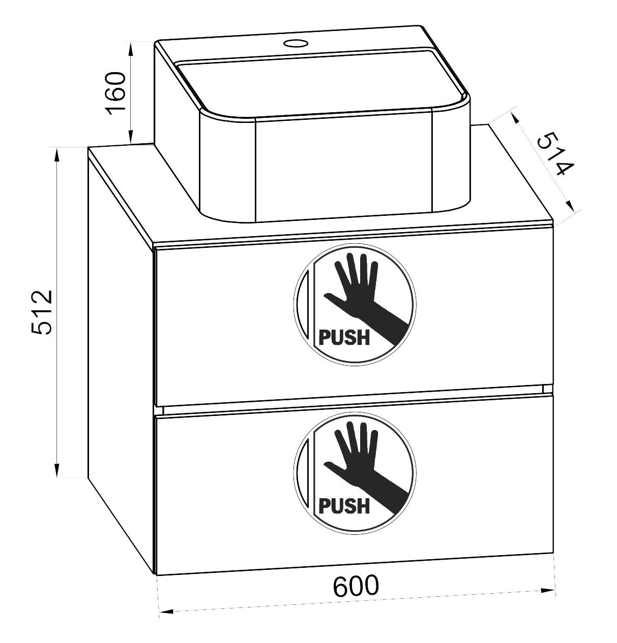 Thumbnail - Mid.you Waschtischkombi Lendas BL S, Weiß, Honigeiche, Holzwerkstoff, 2 Schubladen, nicht einzeln stellbar, 61 cm, hänge...