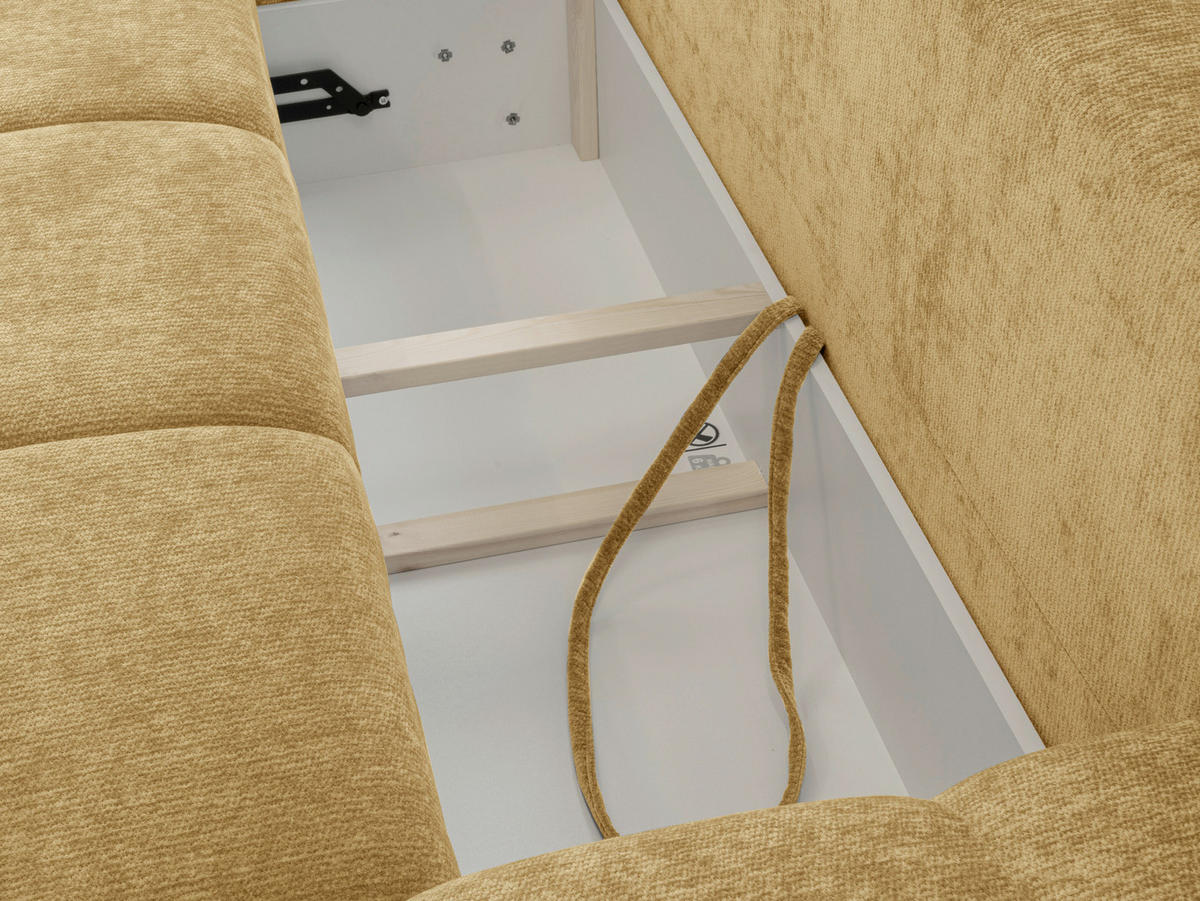 ECKSOFA  in Chenille Senfgelb  - Chromfarben/Senfgelb, KONVENTIONELL, Kunststoff/Textil (183/290cm) - Xora