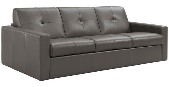SCHLAFSOFA Bard in Echtleder Grau  - Hellgrau/Schwarz, KONVENTIONELL, Leder/Kunststoff (206/81/96cm) - Novel