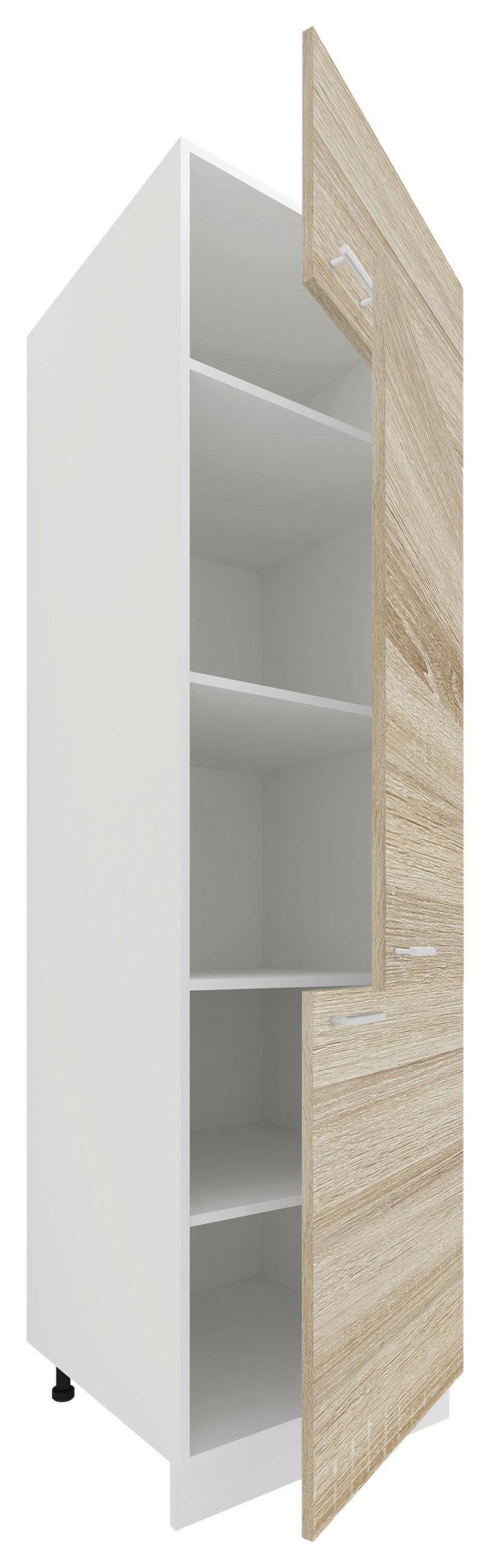 GESCHIRRSCHRANK 60/207/57 cm  in Weiß, Sonoma Eiche  - Alufarben/Weiß, KONVENTIONELL, Holzwerkstoff/Metall (60/207/57cm) - MID.YOU
