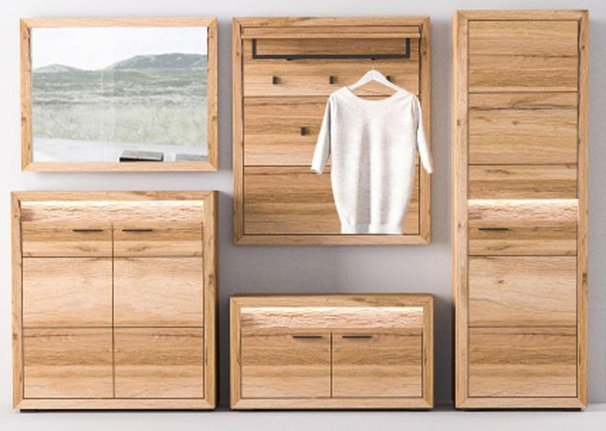 SCHUHSCHRANK  in 99,6/110,5/40 cm  - Eichefarben/Schwarz, Konventionell, Holz/Metall (99,6/110,5/40cm) - Linea Natura