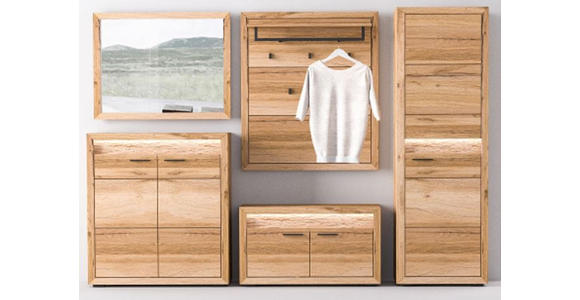 SCHUHSCHRANK 99,6/110,5/40 cm  - Eichefarben/Schwarz, KONVENTIONELL, Holz/Metall (99,6/110,5/40cm) - Linea Natura